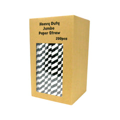 Heavy Duty Jumbo 10(Ø)mm paper Smoothie straw 350gsm, 230mm / BLACK