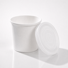 12oz White Paper Soup & PP Lid Pot _ Cup _ Ice Cream _ Rice _ Salad _ Noodle - Case: 1000