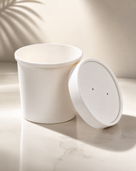 12oz White Paper Soup & Lid Pot _ Cup _ Ice Cream _ Rice _ Salad _ Noodle - Case: 1000