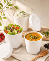 12oz White Paper Soup & Lid Pot _ Cup _ Ice Cream _ Rice _ Salad _ Noodle - Case: 1000