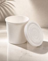 12oz White Paper Soup & PP Lid Pot _ Cup _ Ice Cream _ Rice _ Salad _ Noodle - Case: 1000