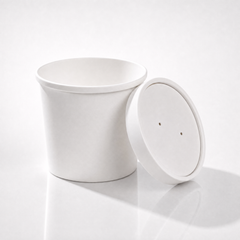 12oz White Paper Soup & Lid Pot _ Cup _ Ice Cream _ Rice _ Salad _ Noodle - Case: 1000