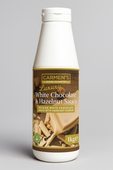 Carmen’s Luxury White Chocolate & Hazelnut Topping Sauce (Kinder Bueno) 1kg for professional use