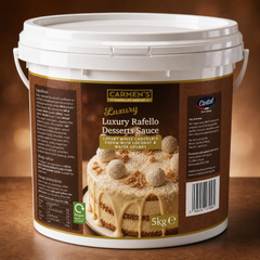5kg Carmen’s Luxury White Chocolate Cream With Coconut & Wafer Chunks (Raffaello) Desserts Sauce 5kg for professional use