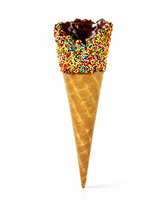 Carmen's tall rainbow decorated sprinkles waffle cone (1 scoop) - 48 Units