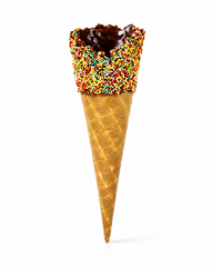 Carmen's tall rainbow decorated sprinkles waffle cone (1 scoop) - 48 pieces