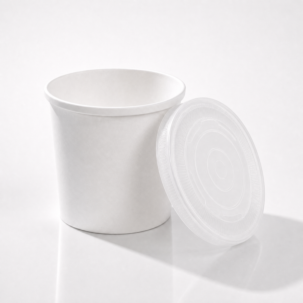 12oz White Paper Soup & PP Lid Pot _ Cup _ Ice Cream _ Rice _ Salad _ Noodle - Case: 1000
