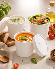 12oz White Paper Soup & Lid Pot _ Cup _ Ice Cream _ Rice _ Salad _ Noodle - Case: 1000
