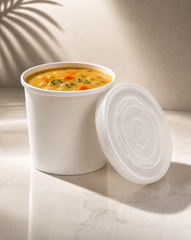 12oz White Paper Soup & PP Lid Pot _ Cup _ Ice Cream _ Rice _ Salad _ Noodle - Case: 1000