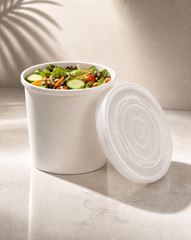 12oz White Paper Soup & PP Lid Pot _ Cup _ Ice Cream _ Rice _ Salad _ Noodle - Case: 1000