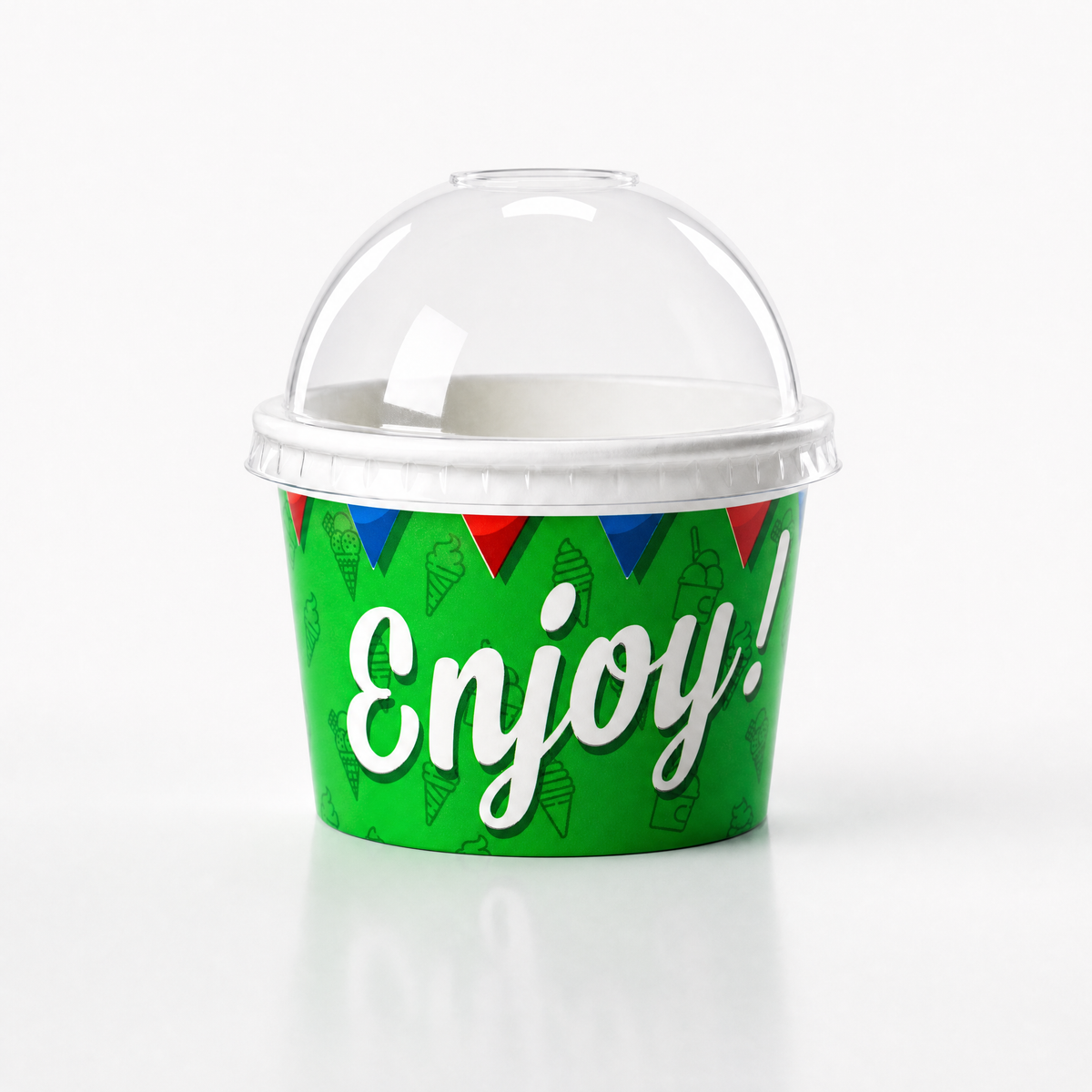 8oz Ice Cream Gelato Frozen yogurt Tub / Cup - 3 Scoop 1000 - Green (Lids included)