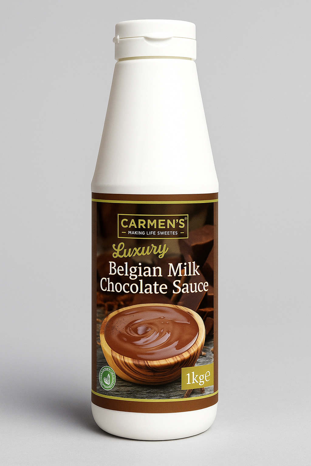 Carmen’s Luxury Belgian Milk Chocolate Sauce 1kg for professional use
