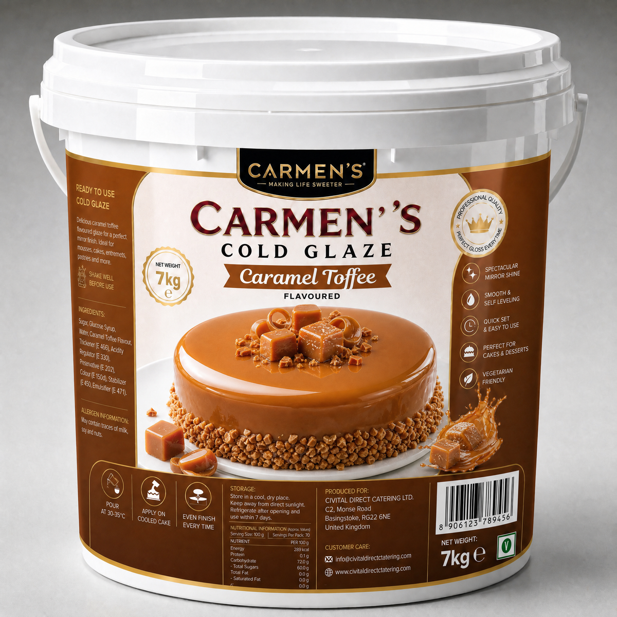 Mirror Overlay Cold Glaze Caramel Toffee Flavoured 7kg