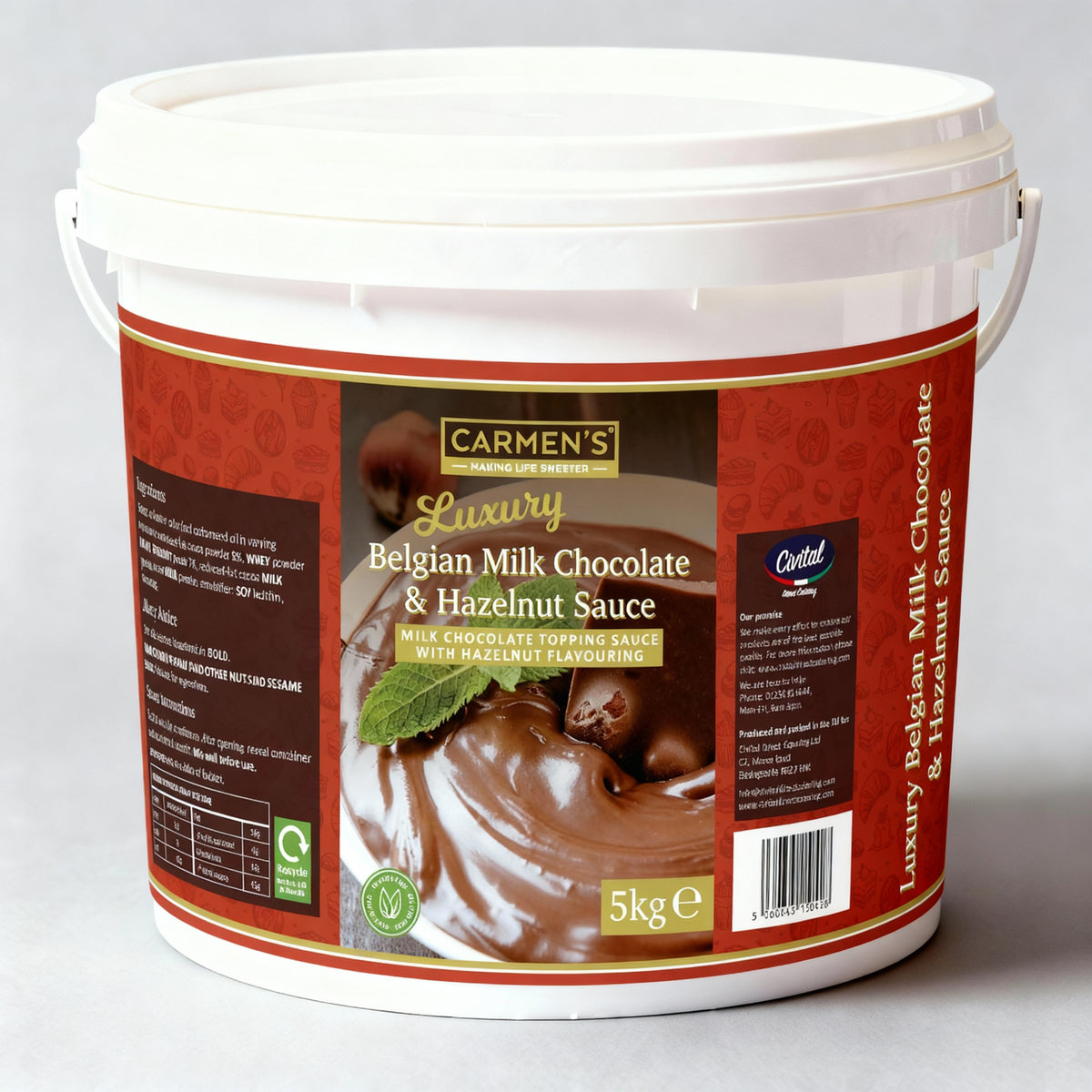 Carmen’s Luxury Belgian Milk Chocolate & Hazelnut Sauce (Nutella) 5kg for professional use