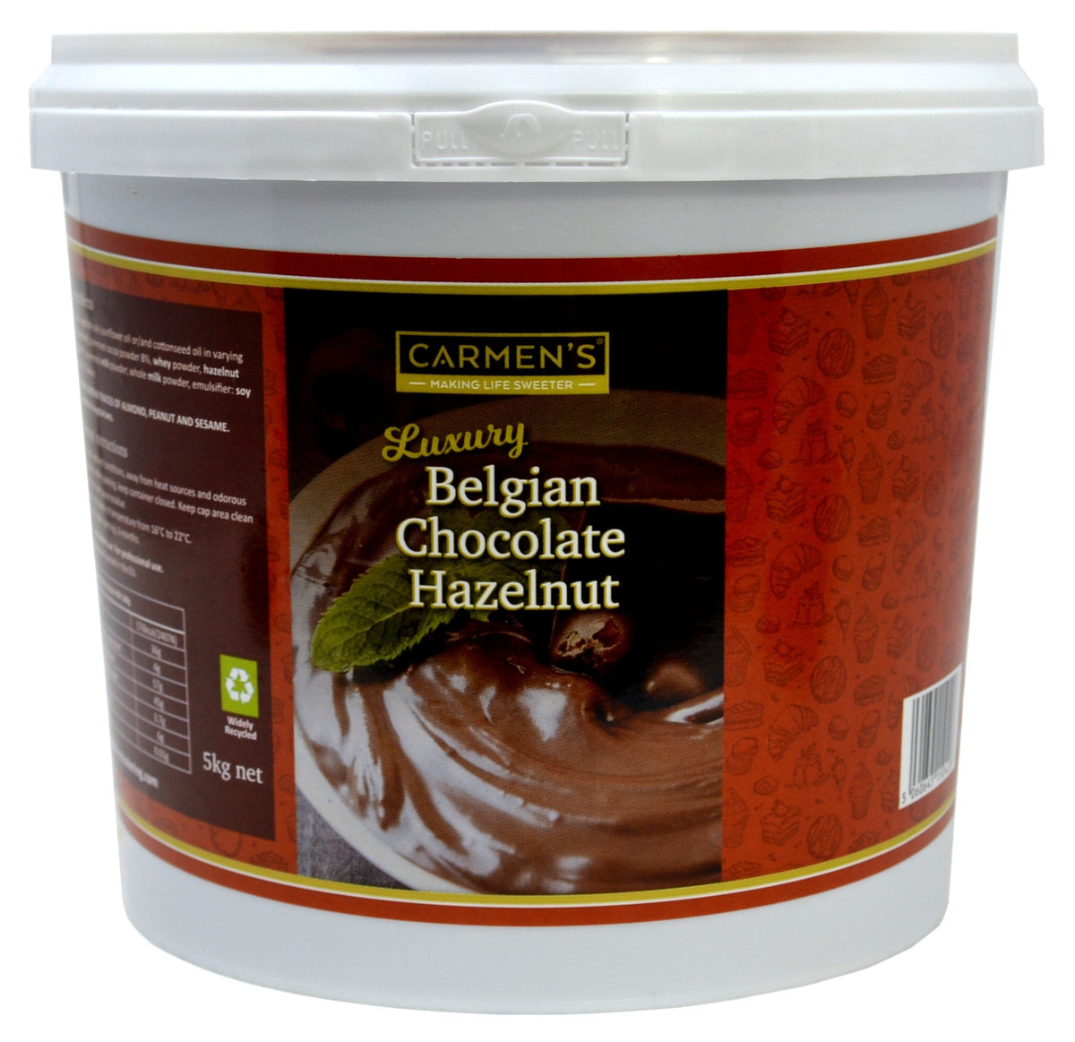 Carmen’s Luxury Belgian Milk Chocolate & Hazelnut Sauce (Nutella) 5kg for professional use