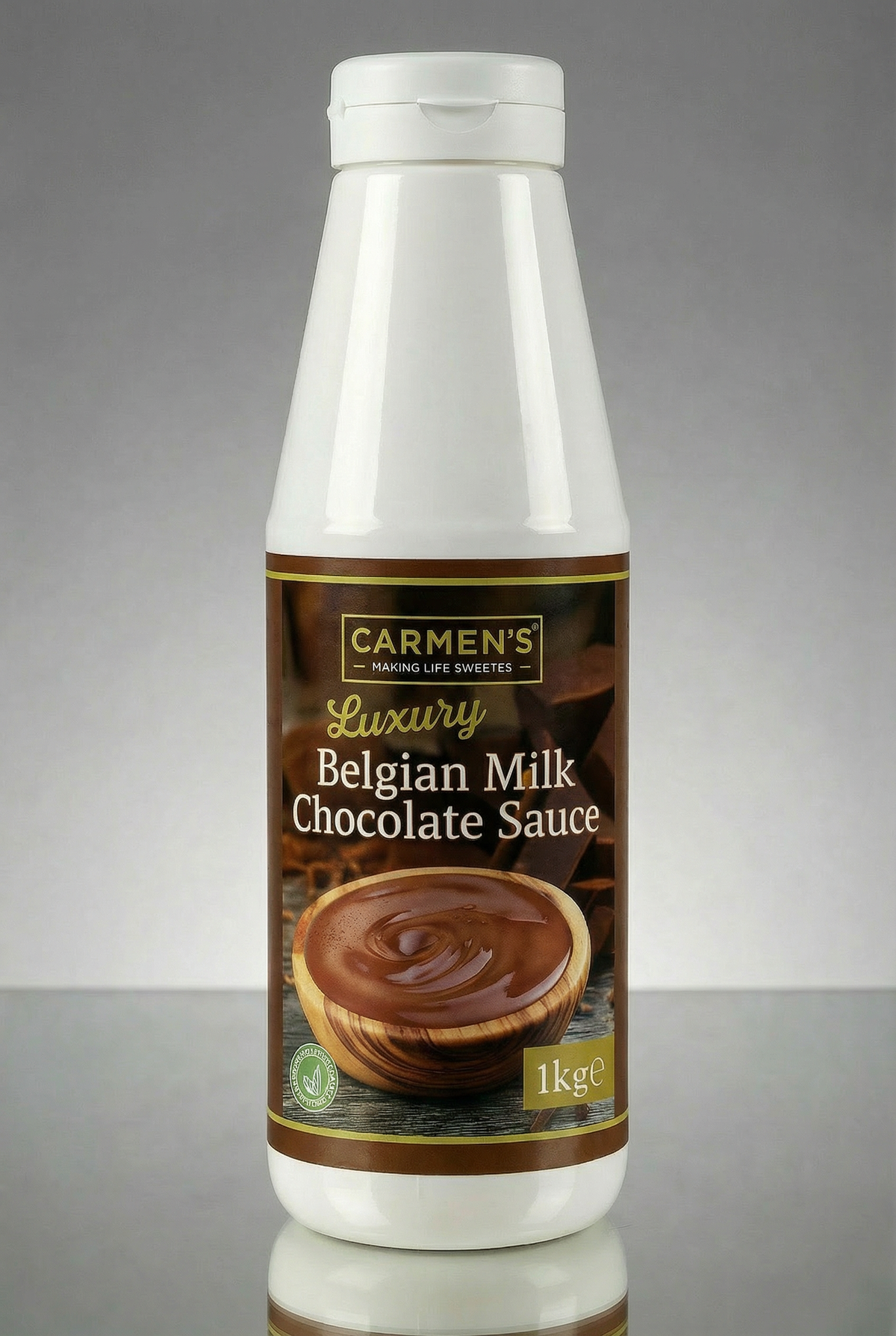 Carmen’s Luxury Belgian Milk Chocolate Sauce 1kg for professional use