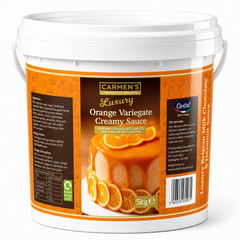 5kg Carmen’s Luxury Liquid Orange Variegate Sauce 5kg for professional use