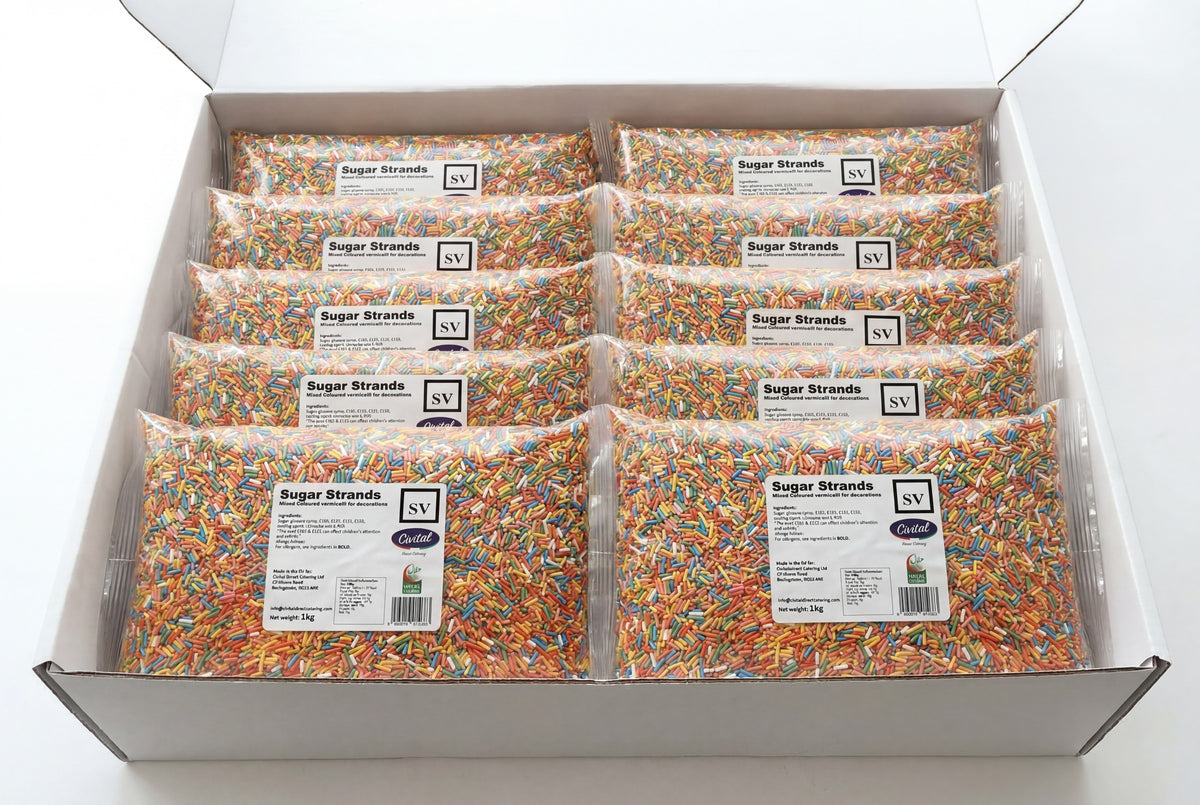 10kg - Sugar Strands _ 100's & 1000's Rainbow Assorted Sprinkles for Desserts Decoration 10kg (BULK)