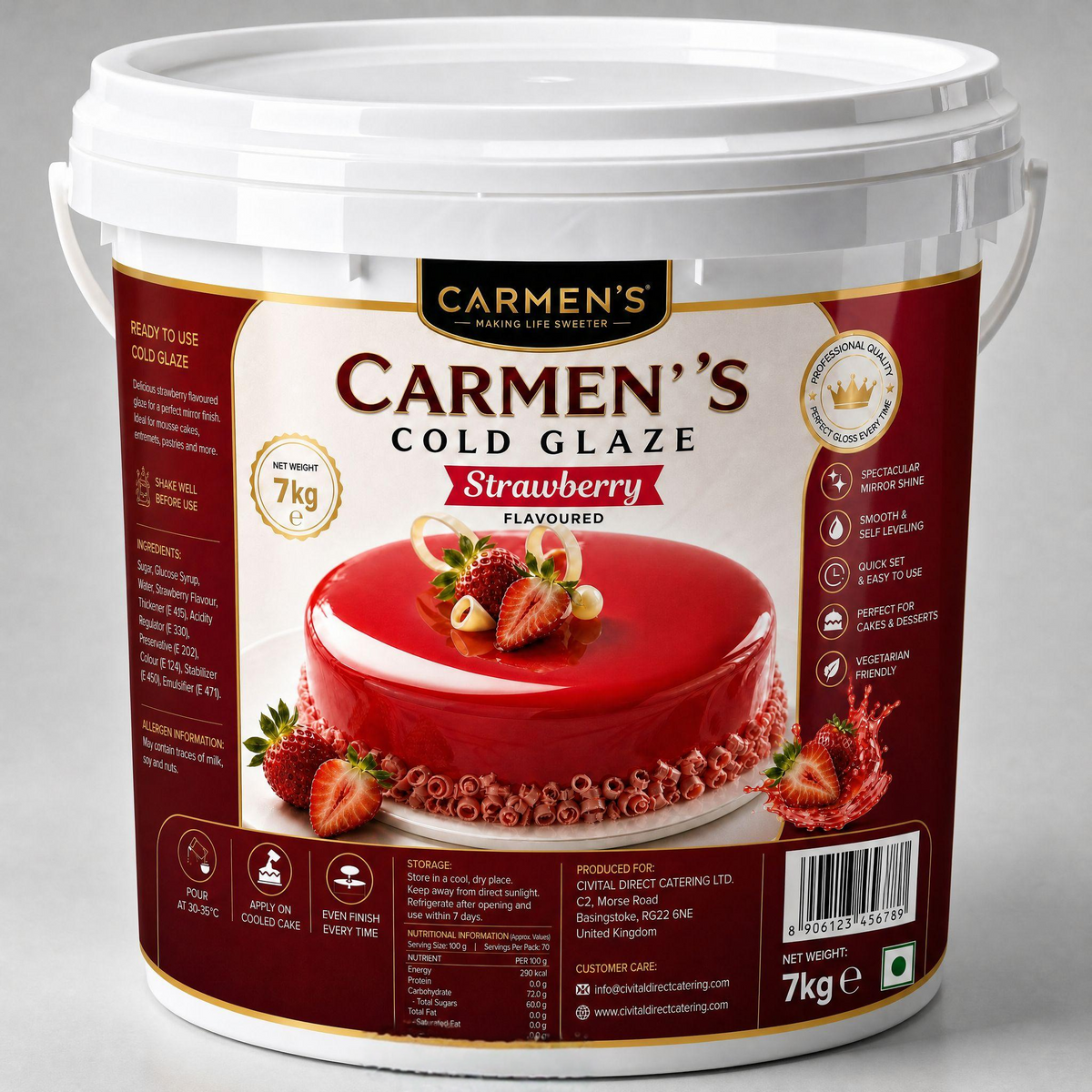 Mirror Overlay Cold Glaze Strawberry Flavoured 7kg