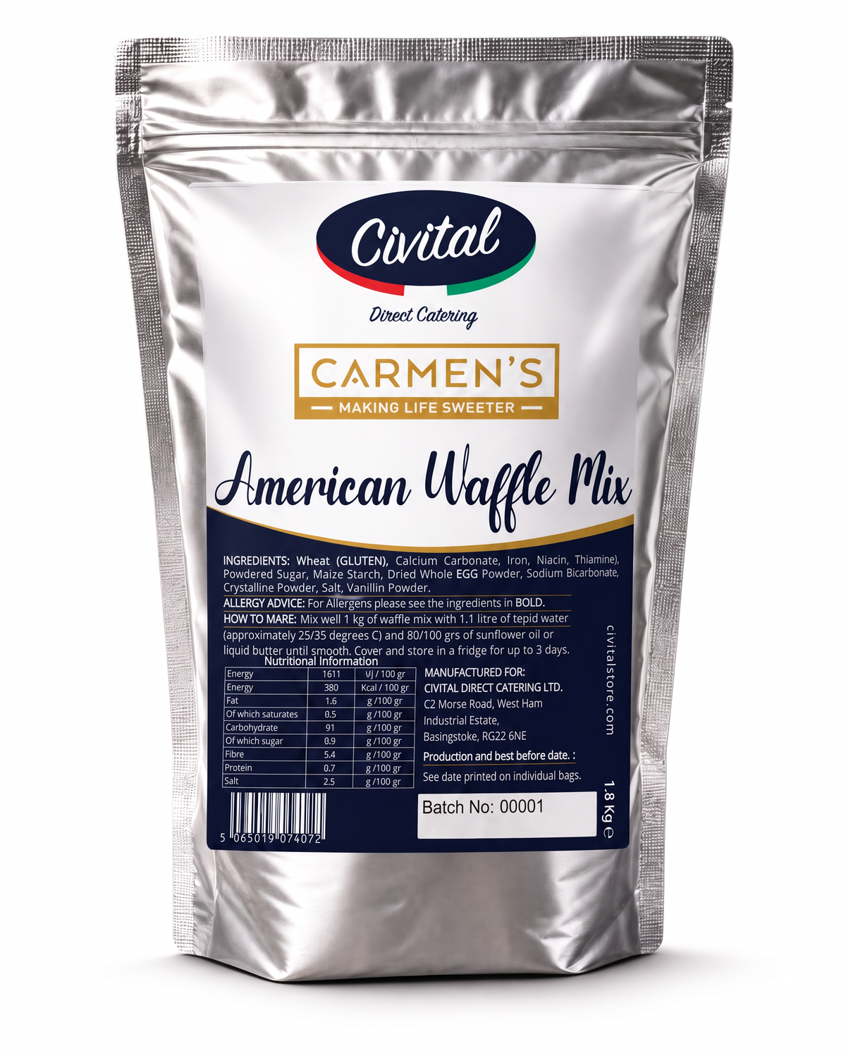 Carmen's _ American Waffle Mix Complete All in one 1.8kg