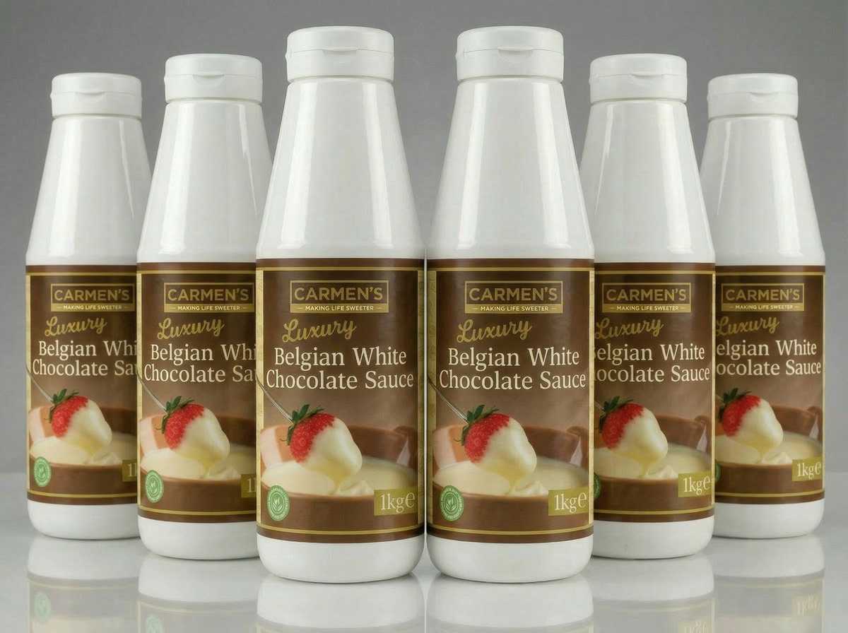 Carmen’s Luxury Belgian White Chocolate Sauce 6kg for professional use