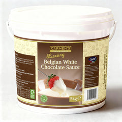 Carmen’s Luxury Belgian White Chocolate Sauce 5kg for professional use
