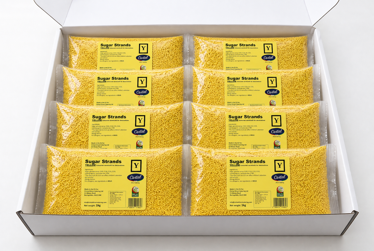 10kg - Yellow Strands _ Yellow Vermicelli Strands sprinkles for Desserts Decoration 10kg (BULK)